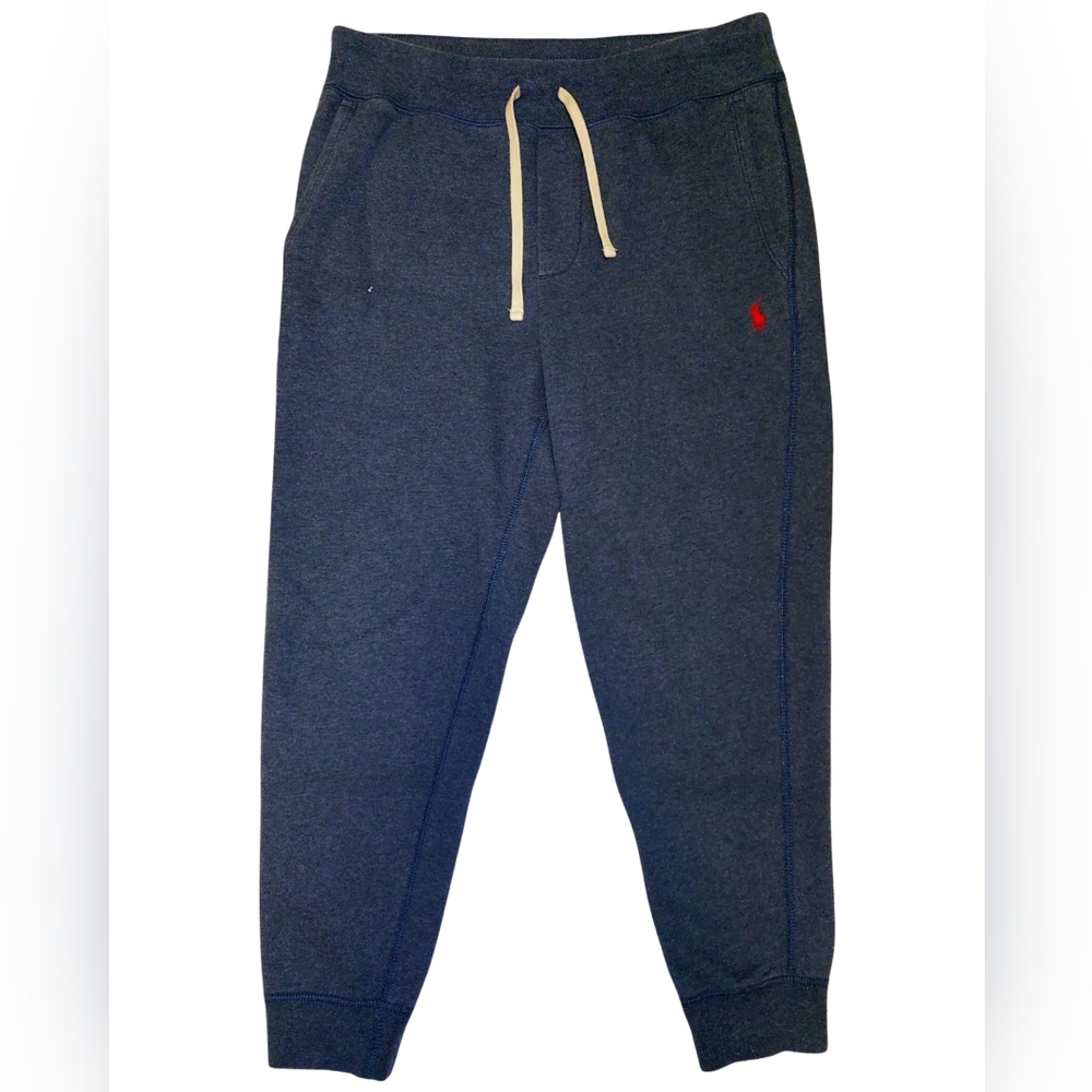 Ralph Lauren Polo Navy Blue Men's Size M Pre-Owned Joggers Fleece Pants 3 Pocket